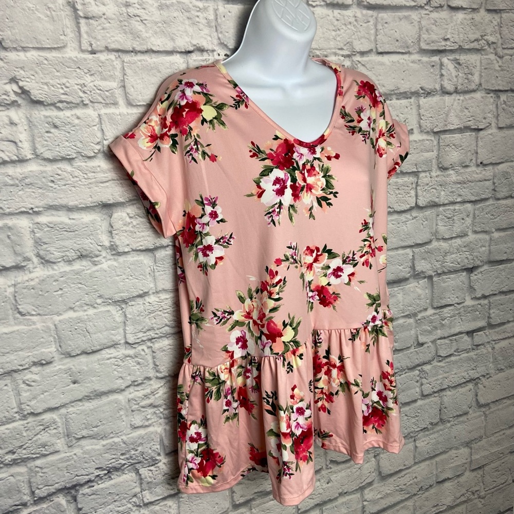 Haptics Pink Floral Peplum Blouse - Picture 6 of 12